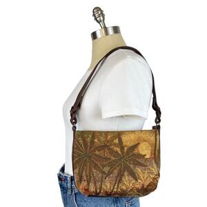 Vintage Fossil Palm Tree Sunset Tapestry Mini Purse Bag